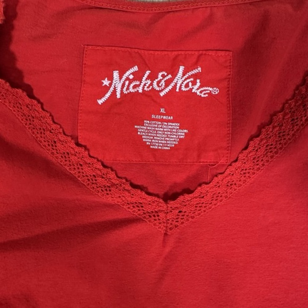Nick & Nora Floral Pajama Set Women's Top‎ Bottom Sz XL Red Pink Casual Cozy - Picture 2 of 9